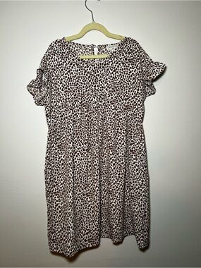 Hayden Girls Leopard Print Dress - Brown & White